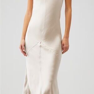 Line & Dot Cream Satin Midi Dress